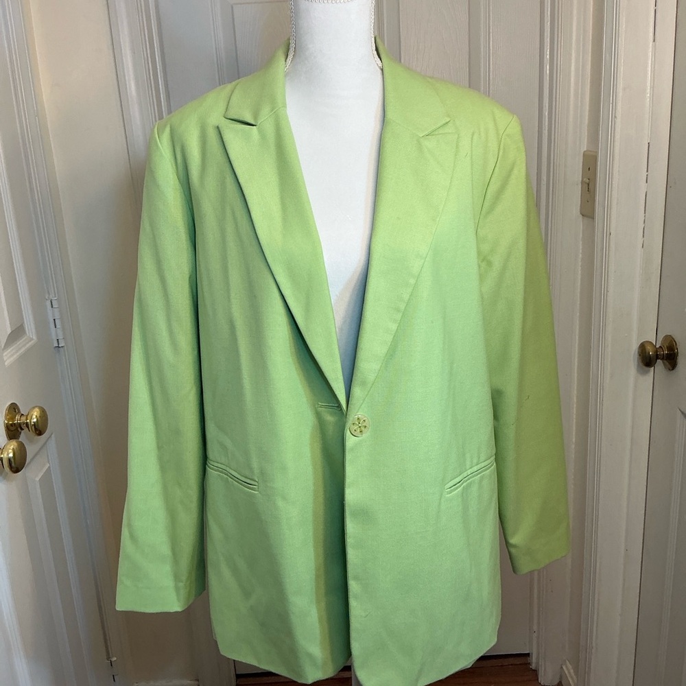 Lime Green Blazer Size 18 Fully Lined Spring Statement Jacket